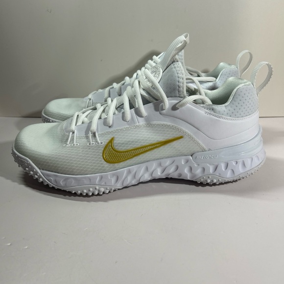 Nike Huarache 9 Elite TF Turf LAX FN0310-100 White Gold Mens Sz. 10 Lacrosse New - Picture 9 of 12